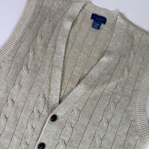 Vintage Towncraft Cable Knit Sweater Vest Men's XLT V-Neck Button Grandpa Preppy